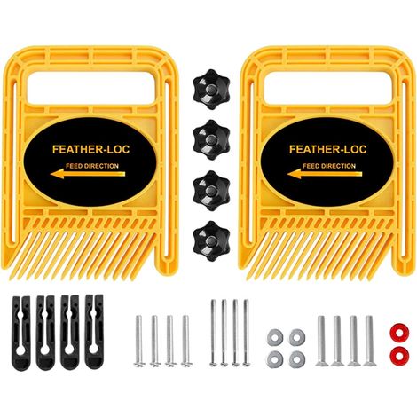 1pair Planche Double Plume Board Plume Loc Board Réglable Travail du Bois Sécurité Dispositif Plume Board pour Table Scie Bande Scie Routeur Table Clôture Miter Jauge Fente - Jaune, 1pair (1/5)