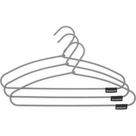 Cintre - Revêtement en Tissu Antidérapant - Cintre en Tissu - Accessoire de Penderie Doux au Toucher - Porte-Vêtements Essentiels - Lot de 3 - White/Black - 21,5 x 41,5 x 1,3 cm (1/4)