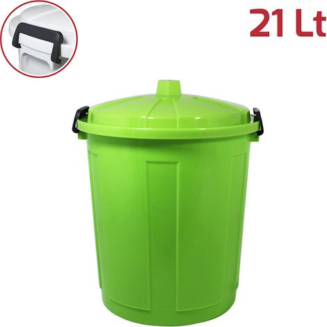 Bidone contenitore coperchio con chiusura antirandagismo 21lt pattumiera casa cucina giardinaggio raccolta differenziata antiodori - colorigenerali: VERDE