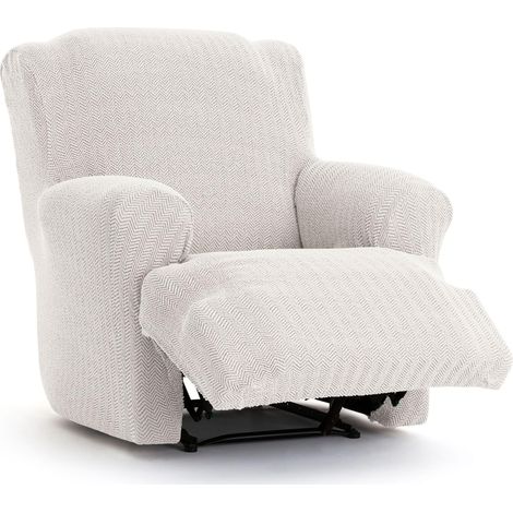 Housse pour Fauteuil Pieds Ensemble de Relaxation bi-élastique, Respirante et Facile à Installer - Housse de Fauteuil Pieds Ensemble de Relaxation Couleur écru avec mousses de Fixation (1/5)