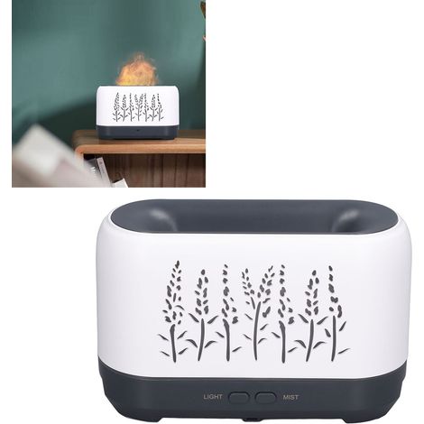 Humidificateur d'aromathérapie 200 ml avec flamme creuse, lumière d'ambiance, blanc, 100-240 V, norme européenne (1/5)