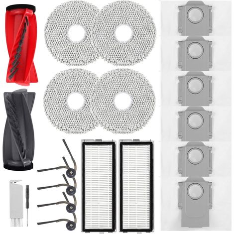 Accesorios para aspiradoras Roborock Qrevo Curv, Qrevo Curv S5X, Qrevo Edge, Qrevo Edge S5A y Qrevo S5V: 2 cepillos principales, 2 filtros HEPA, 6 bolsas para polvo, 4 paños de limpieza, 4 cepillos la (1/5)