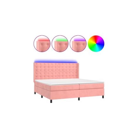 Sommier à lattes de lit matelas et LED Rose 200x200 Velours (1/5)
