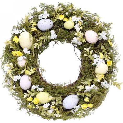 Couronne De Pâques - Couronne Décorative En TPE Vert - Pour Table Ou Porte - Diamètre 36 Cm Épaisseur 7 Cm - 1 Pièce (1/5)