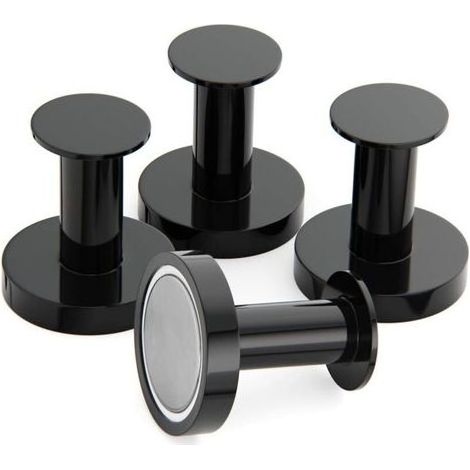 4 Crochets Muraux Noirs Extrêmement Solides, Porte Manteaux pour Porte avec Aimant en Métal Néodyme Rare, Crochets Porte de Frigo (1/4)