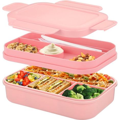 Lunchbox für Erwachsene, 2000 ml Bento-Box mit Fächern, Lunchbox für Erwachsene, Brotdose mit Besteck, Snackbox, Sandwichbox, Brotdose mit Fächern