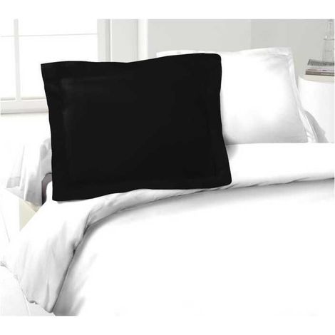 WUNDERSCHÖNE WOHNUNG 2er Set Kopfkissenbezüge 100% Baumwolle 50x70 cm - Schwarz