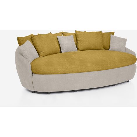 3-Sitzer Sofa modernes Design oval Stoff weißes Gestell Zermatt - Gelb (1/4)