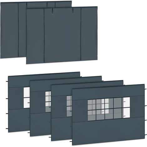 VONROC Kit parois latérales tente 6x3 m gris 6 pièces avec fenêtres et fermeture PT813AA (1/3)