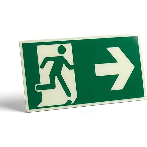 Emergency Exit Sign Photoluminescent Right Arrow (1/5)