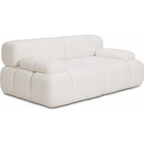 Canapé modulaire tapissé en tissu bouclé – 2/3 places – Bianca Blanc