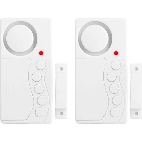 Alarma de puerta inalámbrica a batería de 108 dB con retardo ajustable de 3/15/30/60 segundos (paquete de 2) (1/5)