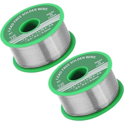 Lot de 2 bobines de fil à souder 100 g 0,8 mm, sans plomb, noyau de colophane, flux de soudure, adapté à la réparation de composants électroniques (1/4)
