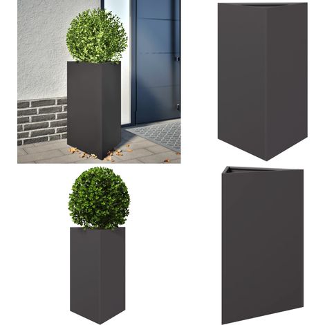 vidaXL Jardinière noir triangulaire 50x43x75 cm acier (1/5)