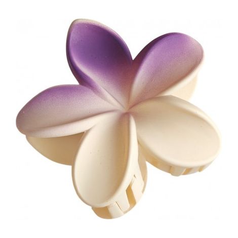Pinza para el cabello XL con forma de flor degradada, color crema mate con morado, 7,5 x 8 cm, SP402 (1/4)