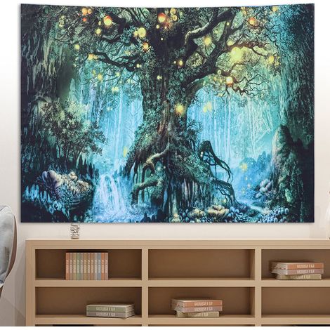 Wandteppich mit Waldbaummuster, Stranddecke, Wohnaccessoire, 150 x 150 cm (1/5)