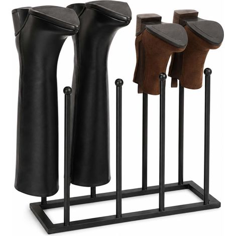 Relaxdays Boot Rack, 4 pairs, HxWxD: 45 x 41 x 25 cm, metal, for boots & ankle boots, black (1/5)
