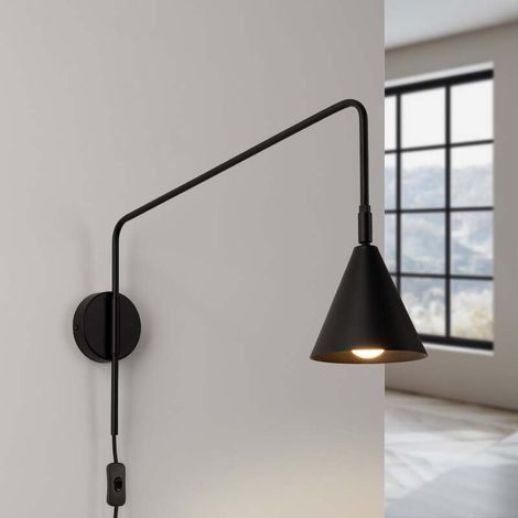 [GEBRAUCHT] B-Ware SOLLUX Wandleuchte Wandlampe LYS schwarz Metall Stecker Skandinavisches Design (1/2)