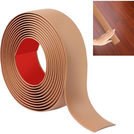 Bande de transition de seuil de sol stratifié JUNART 400cm × 4cm, bande de sol en vinyle autocollante, bordure de transition de bord de carrelage ou de moquette(marron) (1/5)
