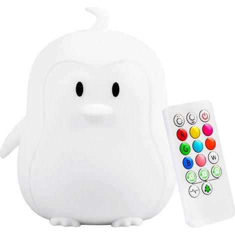 GROOFOO Grande taille Veilleuse Enfants, Veilleuse de Bébé, Lampe de Chevet, Lampe de Table, Chambre Lampe, 9 Couleurs Rechargeable LED Veilleuse (Télécommande + Tactile Dimm) - Grande pingouin (1/4)
