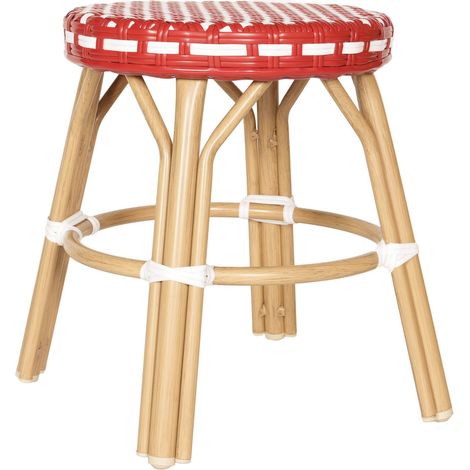 Tabouret de jardin en aluminium et rotin synthétique blanc et rouge (1/4)