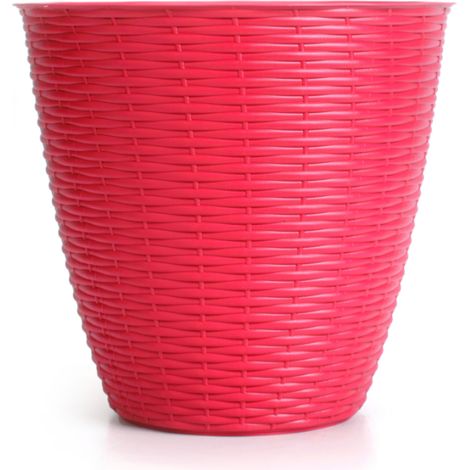 Pot de fleurs "Paglia" en plastique - Rouge corail - D 24 x H 22,3 cm - Livraison gratuite