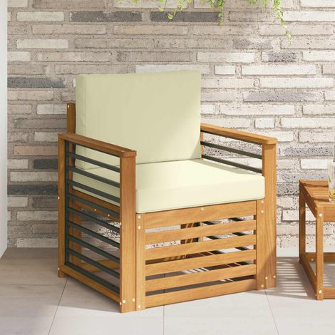 Outdoor-Sofagarnitur Massives Akazienholz und Polyester Natur (1/5)