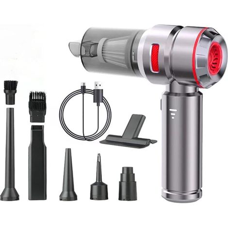Handstaubsauger – silber-rote Farbe, ergonomisches Design, leicht und effizient. (1/4)