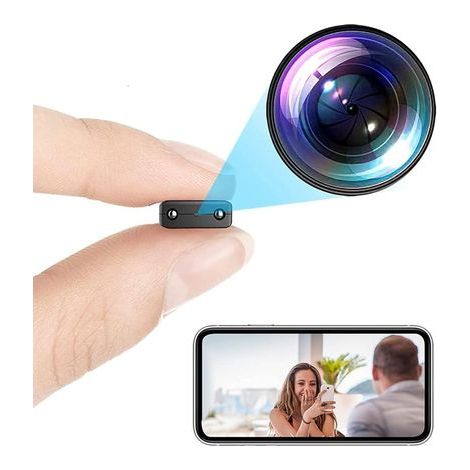 Mini-Kamera – Ultradünne und kompakte Kamera – Weitwinkel-Babykamera mit 1080p-HD-Nachtsicht – App-kompatibel mit Echtzeitsteuerung für Zuhause und Büro – 32 GB (1/5)