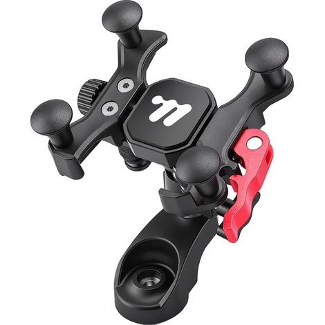 Soporte para teléfono para bicicleta, mecanismo de liberación rápida, diseño antivibración, tipo varilla central. (1/2)