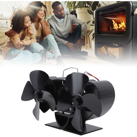 Ventilateur de cheminée, ventilateur thermique, chauffage au poêle à pétrole, poêle à bois, ventilateur thermique auto-générateur, noir (1/5)