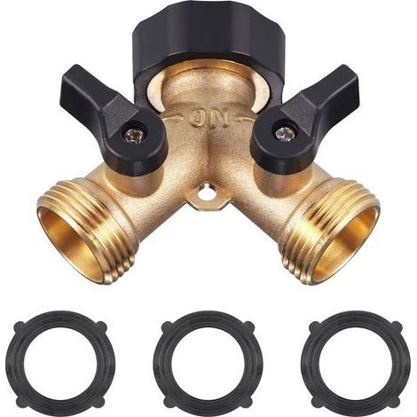 Raccord en Y double robinet pour machine à laver 3/4, utilisé pour raccorder deux appareils à un seul robinet de jardin. (1/5)