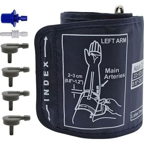 Brassard Tensiomètre avec 6 Connecteurs, Tensiomètre Électrique Tensiomètre Grand Brassard pour Circonférence de 22 à 52 cm Machines de Pression Artérielle à la Maison Brassard Compatible avec Omron