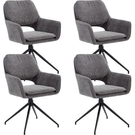 Esszimmerstühle 4er Set drehbar mit Armlehnen, Chenille Grau (1/5)