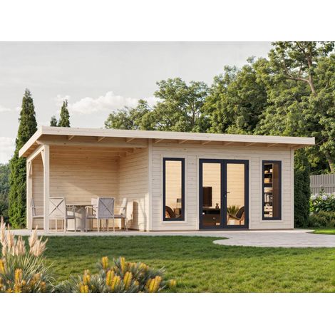 Abri de jardin en bois Aurelia 12,7+7,9 m2 Naturel (1/5)