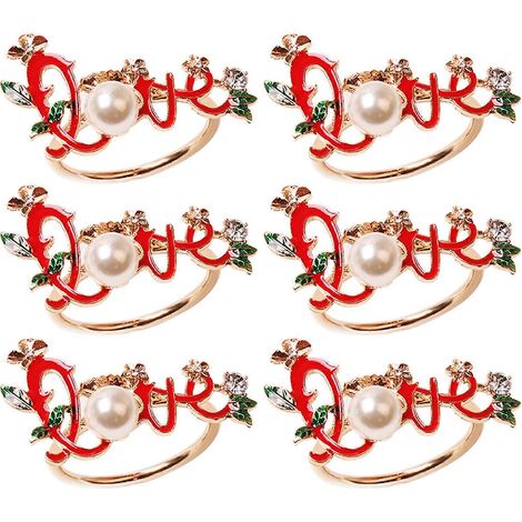 Set mit 6 handgefertigten Perlen-Serviettenringen zum Valentinstag – ideal als Tischdekoration für Hochzeiten, Bankette, Geburtstage und Thanksgiving.