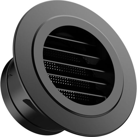 Grille d’aération 100mm Noire, avec Moustiquaire, Grille Aeration Ronde, 100mm Grille de Ventilation pour SDB, WC, Cuisine, Garage, Montage sur Plafond ou Mur (1/4)