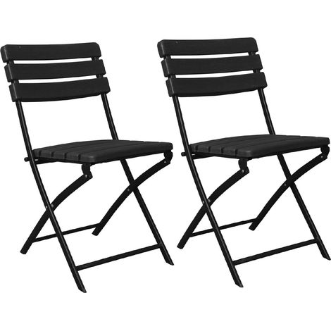 2er-Pack Klappstühle, Holzoptik, Schwarz, 55 x 46 x 81 cm, 7house
