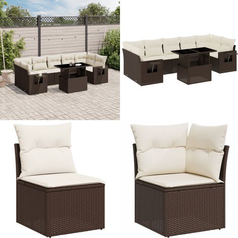 8-tlg. Garten-Sofagarnitur mit Kissen Braun Poly Rattan - Gartenmöbel - Outdoor Möbel - Esszimmergarnitur - Lounge Set - Rattan Gartenmöbel - Home & Living (1/5)