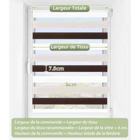 Store Enrouleur Jour Nuit - Polyester Double Tissu - 40 x 100 cm - Pour Fenêtre Salon Chambre Bureau - 1 Pièce (1/5)