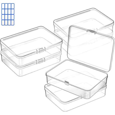 Lot de 6 Boîte de rangement, Plastique transparent, Couvercle, Empilable, 11,2x8,4x2,8 cm, Perles Bijoux (1/5)