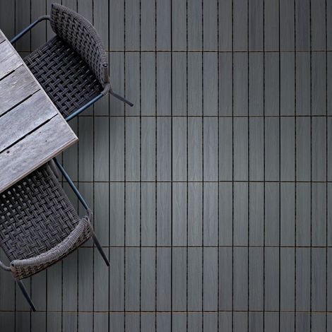 Caillebotis Emboîtable Lot de 11 pièces, Classic Gris = 1 m²