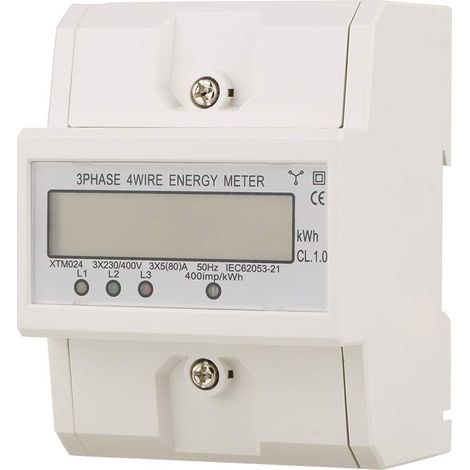 Contatore di energia digitale trifase, contatore elettrico digitale per guida DIN, 3 x 220 V, 4 fili, 4P (5(30) A) (Trifase 220 V, 4 fili, 4P).