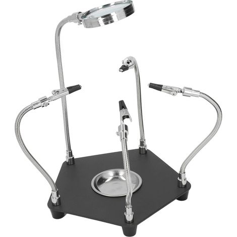 Support de bras à souder universel avec loupe grossissante 3x HD, idéal pour soudure de circuits imprimés et travaux de précision. (1/5)