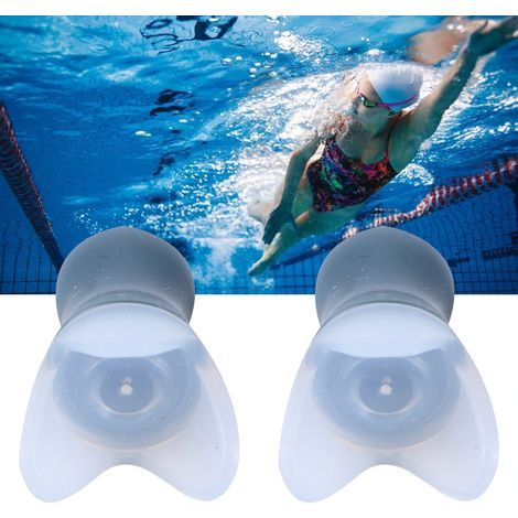 Bouchons d'Oreille Étanches pour Natation Sauna Avion Réduction Pression Anti-Bruit Silicone Protection Gris avec Boîte en Aluminium Noire-AUTRES (1/5)