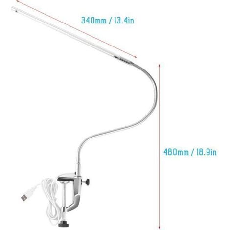 Lampe de Table à Pince - LED Réglable 360° - Pour Lecture Manucure Tatouage - USB - 1 Pièce (1/3)