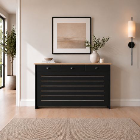 Galiflo Black Radiator Cover with Storage Drawer 1500 x 955mm Large (1/4)