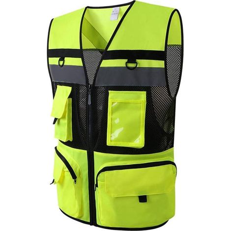 CSPARKV Green Reflective Safety Vest with Multi-Pockets Reflective Safety Vest for Contractor Safety Vest (1/4)