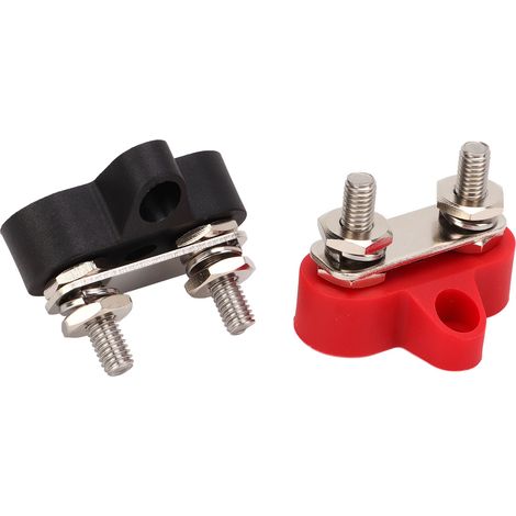 Bloc de distribution de jonction d'alimentation positive et négative, barre omnibus à 2 goujons, borne robuste pour voitures, camping-cars et quads, expédié M6 (1/4 po) (1/5)