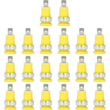20 Pièces Douilles Banane 4mm Haute Conductivité Résistance à la Corrosion Accessoires de Test Électrique Jaunes